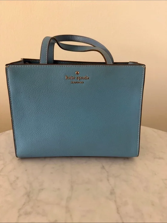 kate spade Blue Leather Mini Satchel with Gold Logo