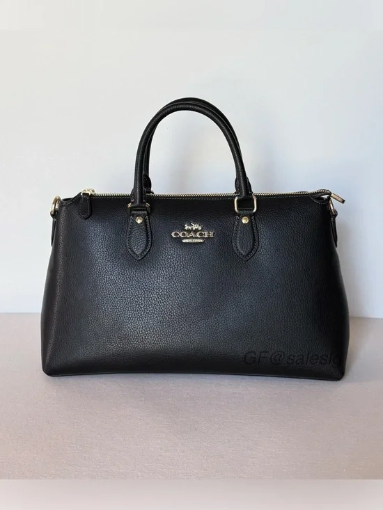 NWT Coach Georgia Black Handbag Pebble Leather | Structured Crossbody Purse