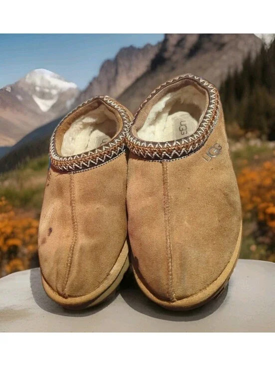 UGG Tasman II Slipper Shoes Clogs Chestnut Tan Sheepskin Mens 7 Womens 8 *STAIN*