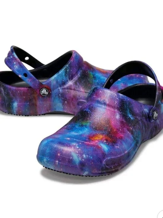 Crocs at Work Unisex Bistro Slip Resistant Clog BLACK GALAXY SIZE MEN'S 11 NWT