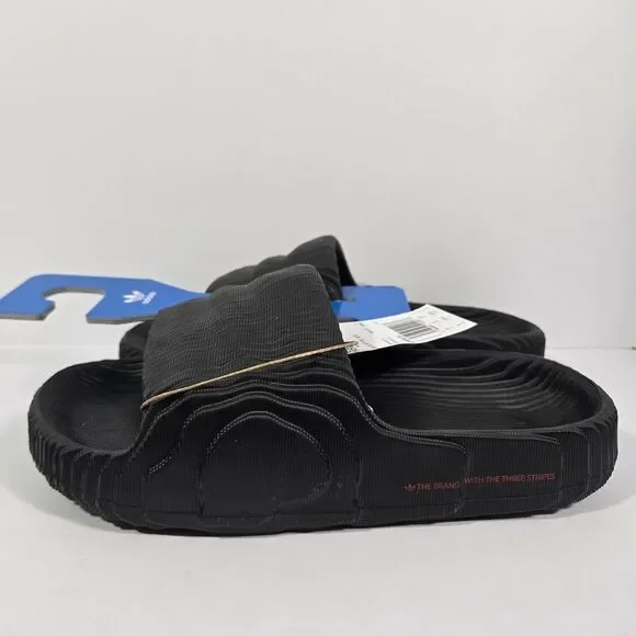 Adidas Adilette 22 Slides Black Scarlet‎ Slip On Sandals Mens Size 8 NEW ID4925