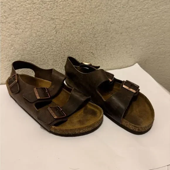 Birkenstock Dark Brown MILANO unisex SANDAL,HABANA,42  (US MENS 9 US WOMENS 11)