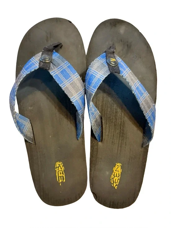Blue Plaid Flip Flops - Keens