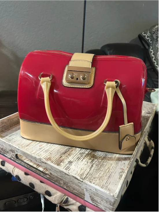 Women's Unbranded Satchel Bag One Size Red and Beige