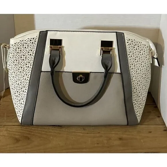 VN Neutral Colorblock Bag w/ Lasercut Faux Leather