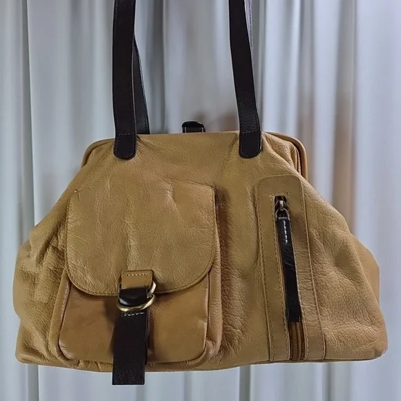 Sophia‎ Visconti Vintage Soft Leather Purse Handbag Shoulder Bag Tan Italy  Y2K