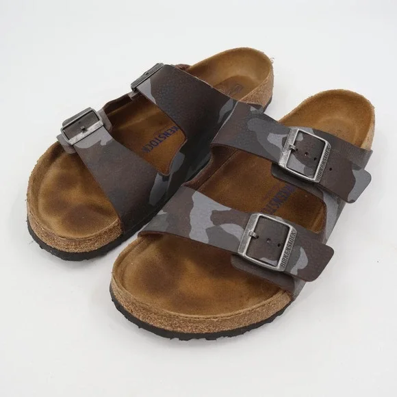 Birkenstock Arizona Sandal Mens 45 Camouflage Brown Soft Footbed Slide Buckle