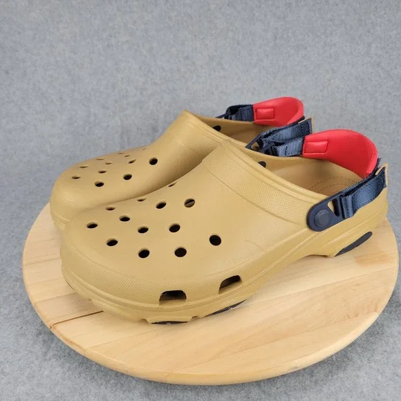Crocs Classic All Terrain Clog Mens 13 Tan Navy Red Rugged Strap 206340