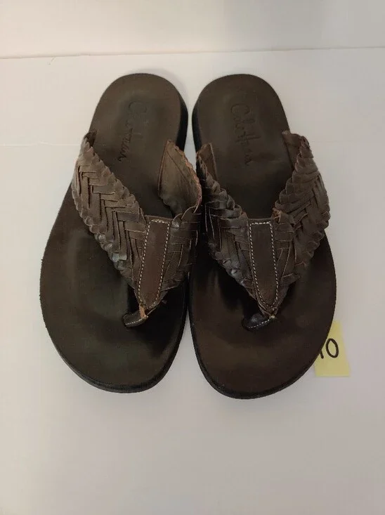Cole Haan Brown Woven Leather Flip Flop Sandals 8.5