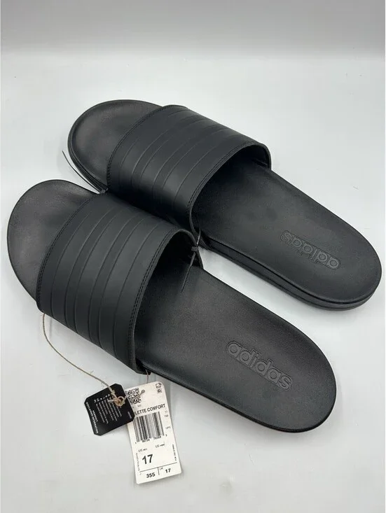 Adidas Adilette Comfort Mens Slides Black Size 17 NWT