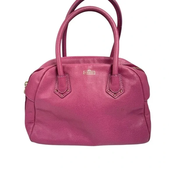 Henri Bendel New York pebbled leather satchel purse in a magenta/pink