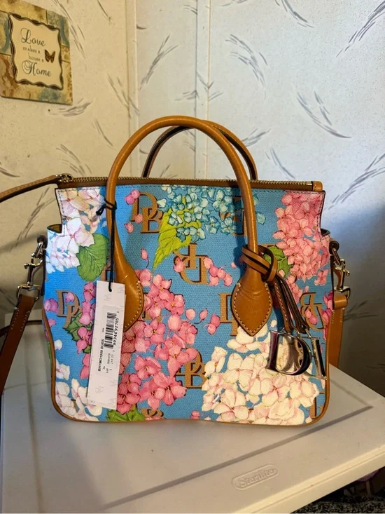 Dooney and bourke small blue hydrangea satchel nwt