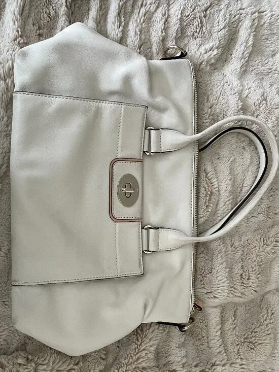 Kate Spade Hampton Road Janie Bag White Leather Satchel Shoulder Bag