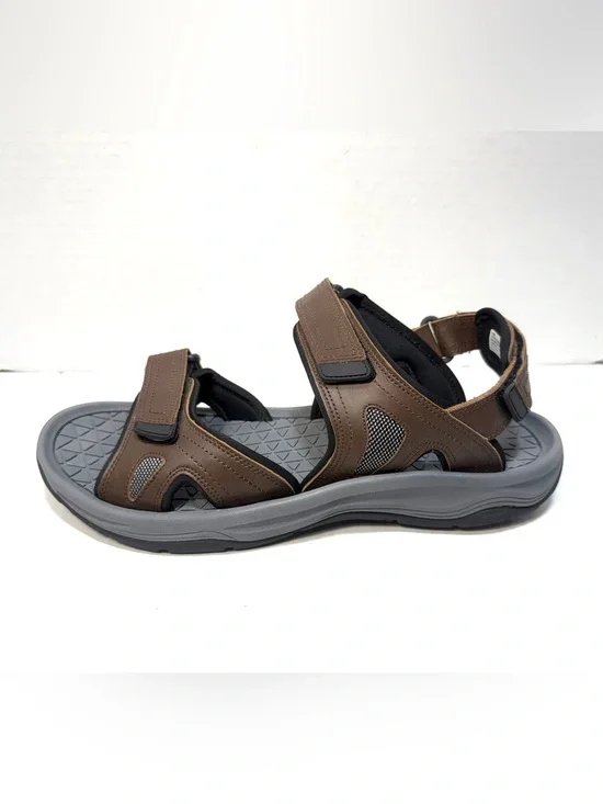 NEW Eddie Bauer Men’s Hank Sporty River Sandal Dual Straps Brown Leather Size 13