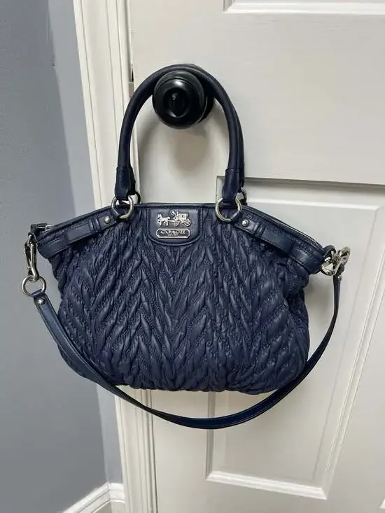Coach 70th Anniversary Quilted Blue Leather Handbag No. H1176-18637