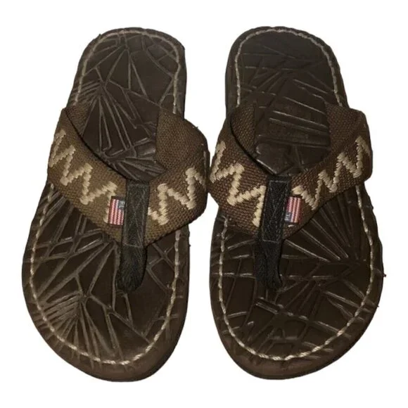 Ralph Lauren flip-flop sandals 6 textured geometric footbed American flag