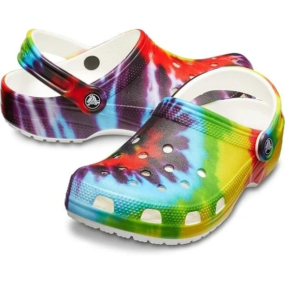 Crocs Classic Clogs Mens Size 9 Multi Color New Tie Dye Slip On 205453-90H