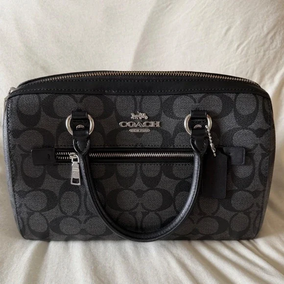 Coach Black and Charcoal Signature Satchel