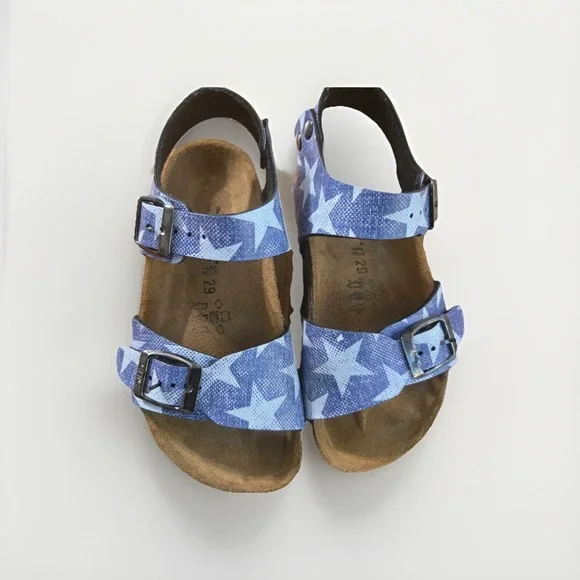 Biochic Vintage Stars Blue Slide Sandals‎ Size 29/ US 11C Beach Strappy American