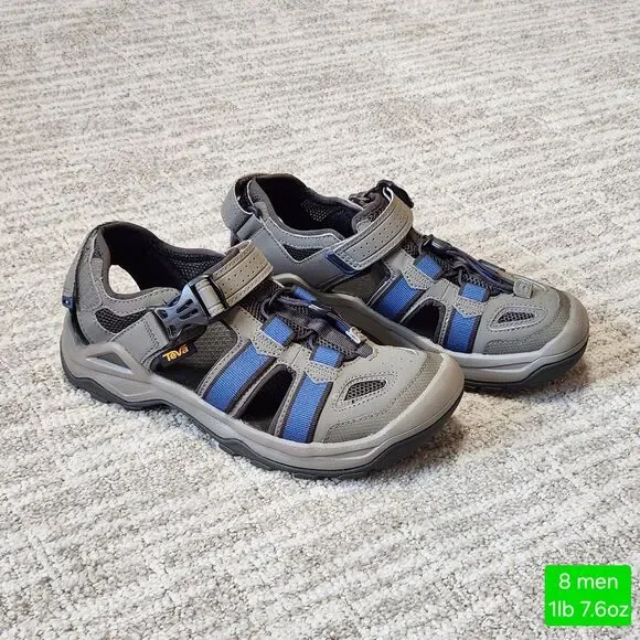 Teva men's Omnium 2 Water Hiking Sandals gray blue size 8 NWOT/Box