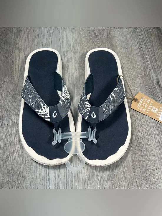 New Olukai Ulele Sandals Flip Flops Mens size 14 Trench Blue Aloha Comfort Beach