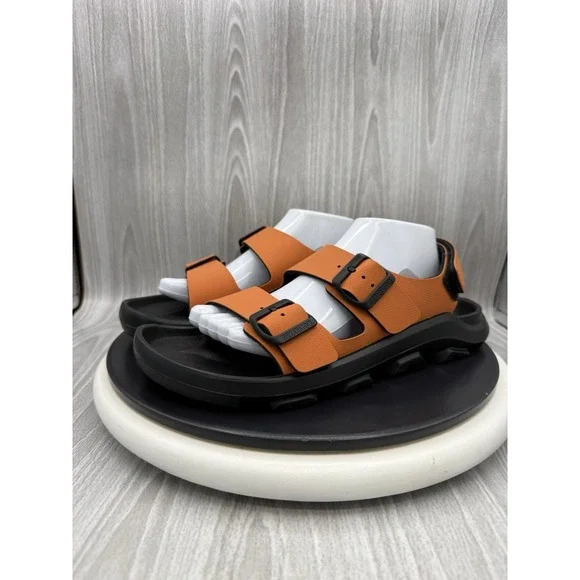 Birkenstock Mogami Terra Mens Size US 9 EU 42 Burnt Orange Black Hiking Sandals