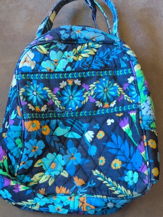 Vera Bradley Teal Blue Floral Quilted Satchel