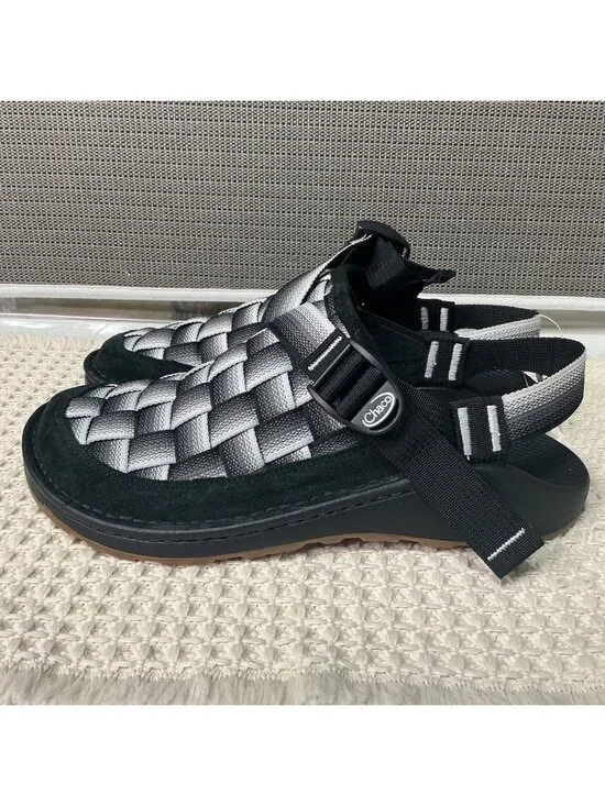 Chaco Canyon Woven Clog - Fade Black/White Men's Size 10 Adjustable Sandals