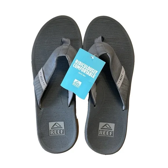 NEW‎ REEF SANTA ANA Men's Sandals Flip Flop Slip On Comfort Leather Size 8 GREY