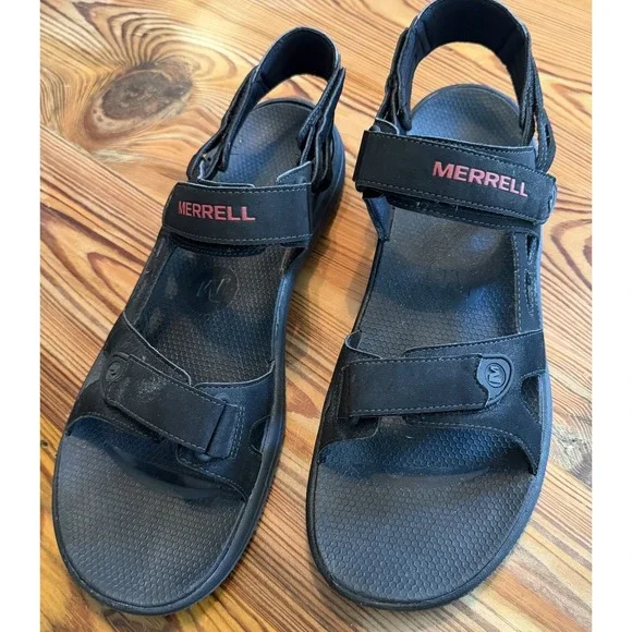 Merrell Cedrus Convert Sandals Sz 14 Black/Aurora Red Hiking Grip Traction EUC
