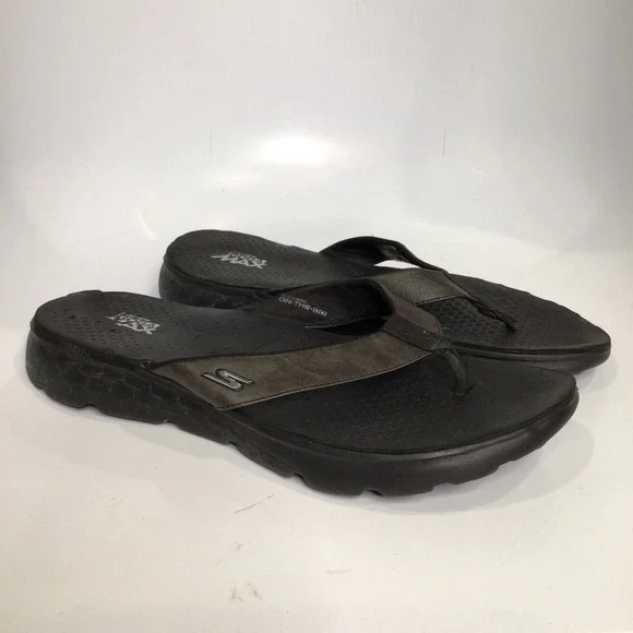 Skechers on the go goga mat flip flops sandals black mens size 13 summer‎ casual