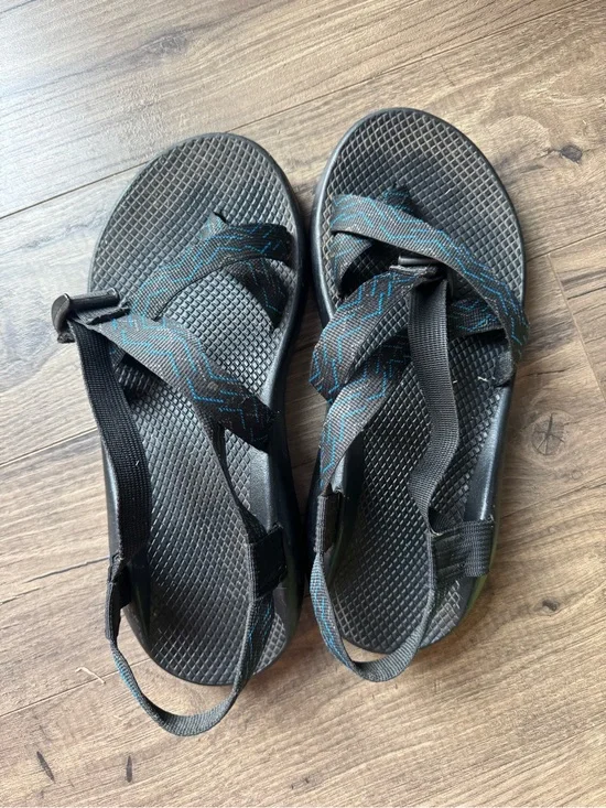 Chaco Men’s Black Sandals with Black & Teal Accent Straps