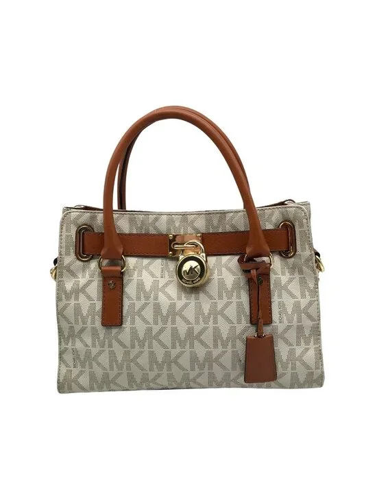 Michael Kors Ivory Monogram Canvas Hamilton Bag