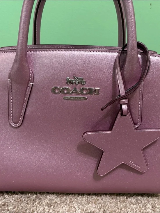 New COACH Metallic Coach Metallic Pink Charlie Carryall 28  Leather Satchel