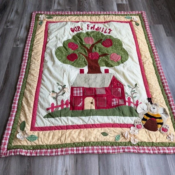 Our Family Tree Photo Frame Quilt Wall Hanging Play Mat‎ Gingham 58x48