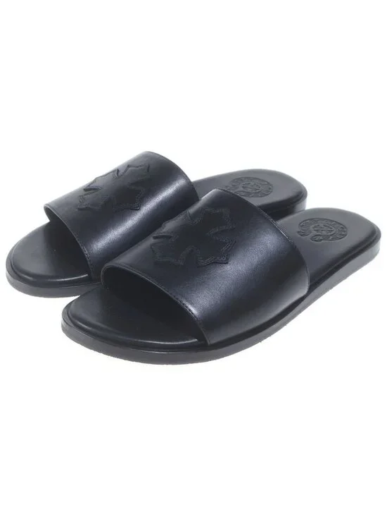 Chrome Hearts CH Slide Leather CH Plus Patch Sandals Black