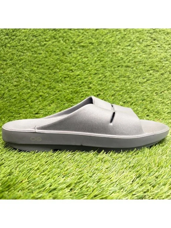 OOFOS OOahh Mens Size 12 Gray Beach Casual Outdoor Recovery Slide Sandals