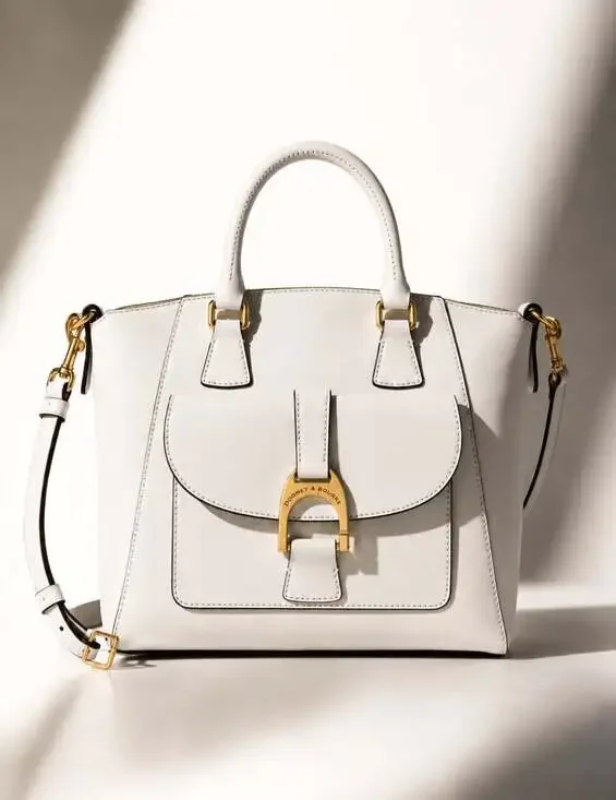 Dooney & Bourke Naomi Satchel White Leather Gold Hardware NWT BEMER1379