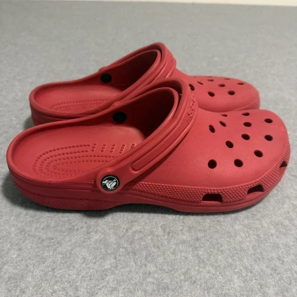 Crocs Classic Clog Sandals Shoes Mens Size 11 Red Slip On Casual Comfort Logo