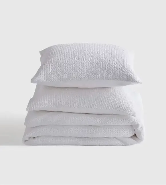 QUINCE Organic Luxe Honeycomb Duvet Cover Set KING/CAL KING in WHITE