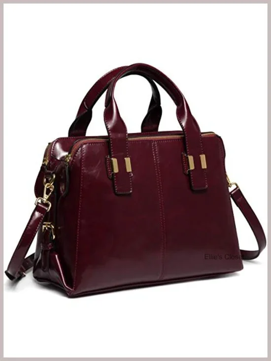 Faux Leather Satchel Bag for Women Work Tote Triple Compartments Top Handle