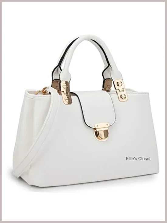 Vegan Leather Satchel Handbag Top Handle Tote Purse with Detachable Shoulder