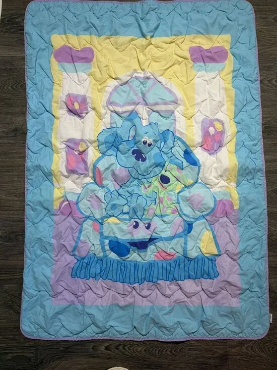 Blues Clues Nick Jr Kids Quilt Blanket 2000 Soft Cotton Baby Bedding Kids VTG