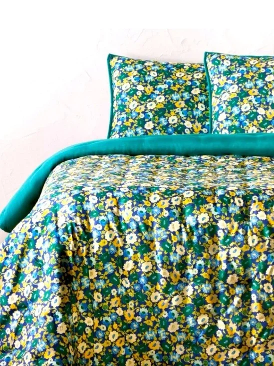 JUNGALOW X OPALHOUSE NWT floral quilt set -twin -blue/grn
