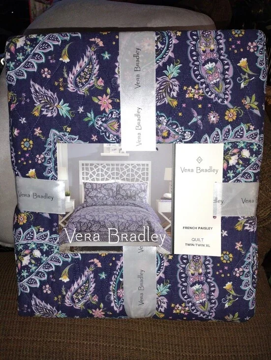Vera Bradley Purple French Paisley Twin/Twin XL Quilt