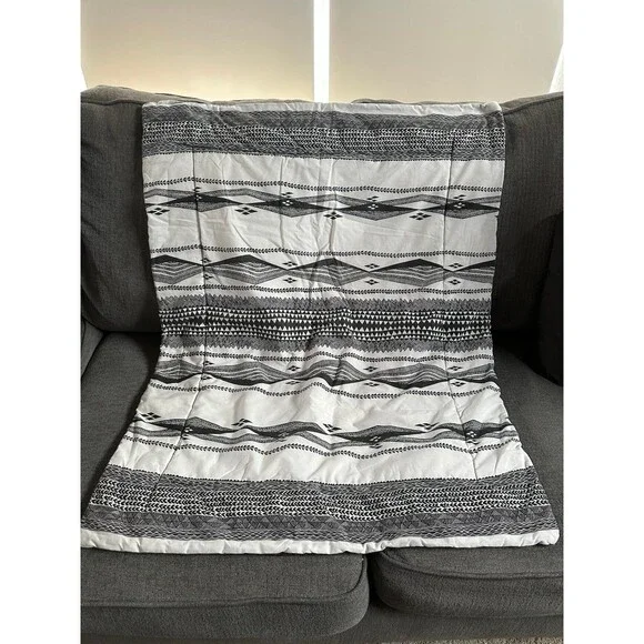 Hawaiian Polynesian Tribal Inspired Black White Unisex Baby Quilt Blanket