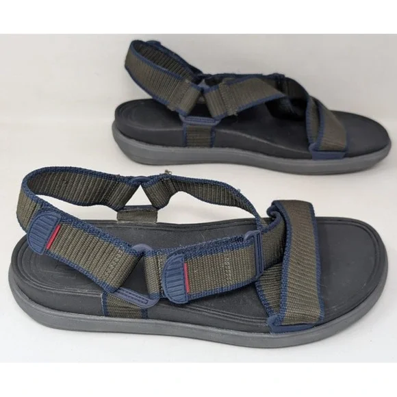 Fitflop Men's‎ Size US 12 Sling II Webbing Sandals Shoes Ankle Strap Gray Blue