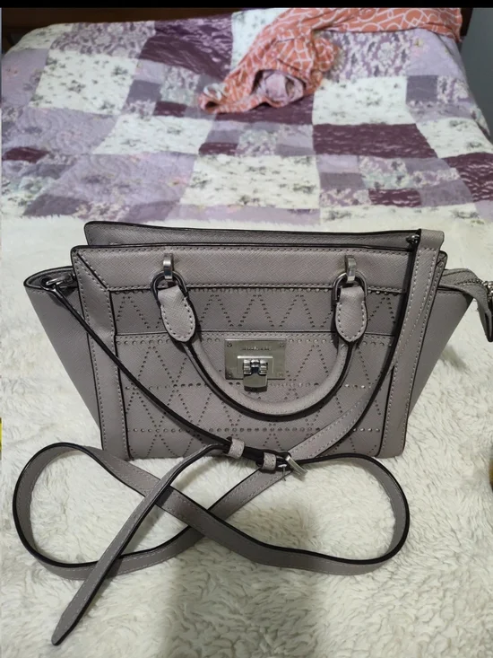Michael Kors Taupe Structured Satchel with Crossbody Strap