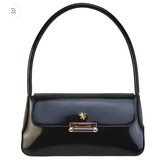 🇮🇹 PRATESI BLACK BARCHETTA  ITALIAN LEATHER SATCHEL SHOULDER BAG NWT