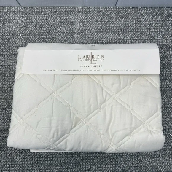 Ralph Lauren Suite Diamond Quilted Cream Cotton‎  Euro Sham NEW One Sham